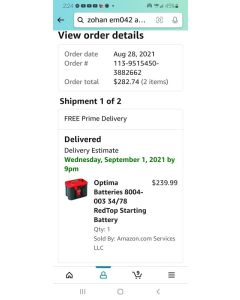 BRAND NEW Optima Battery 8004-003 34/78 RedTop Starting Battery
