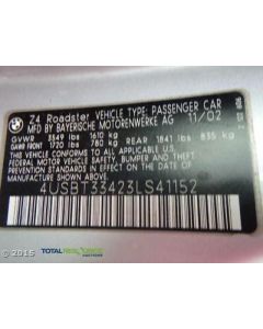 Passenger Right Front Door Rdstr Fits 03-08 BMW Z4 618763